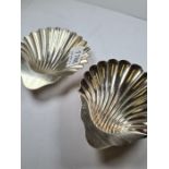 Two shell trinket dishes, one having scallop design edges, One, Sheffield 1893 James Deakin and Sons