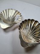 Two shell trinket dishes, one having scallop design edges, One, Sheffield 1893 James Deakin and Sons