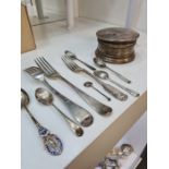 A pair of Georgian Irish silver forks hallmarked Dublin 1800. Also with other silver flatware, and a
