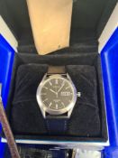 Box of modern and vintage wristwatches to include a boxed Seiko Titanium watch, unboxed