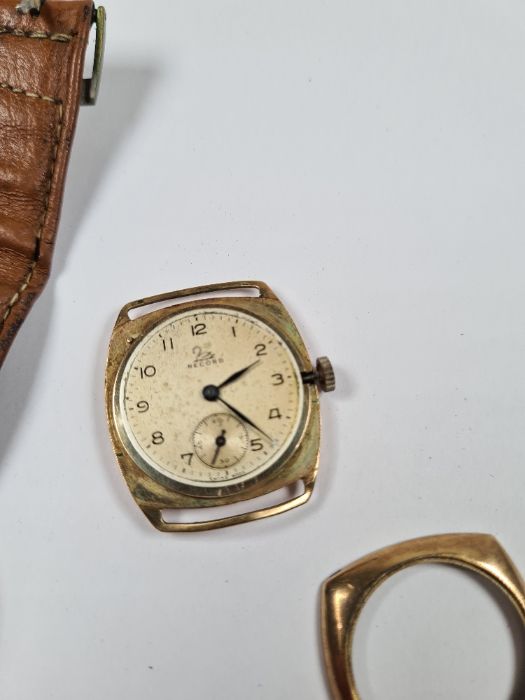 9ct yellow gold cased wristwatch by Record, aprox 5.82g gold only, plus a 9ct gold cased Roamer Prem - Image 3 of 6