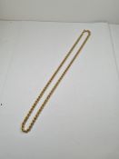 9ct yellow gold rope twist necklace marked 375, 51cm, approx 11.16cm