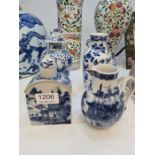 Two small Chinese blue and white vases and two Chinese export blue and white items