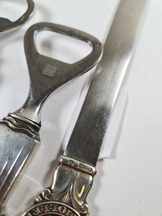 Of ship interest; two Danish silver bottle openers with Maersk line, Far East service, terminals. Al - Image 4 of 5