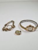 Two 9ct gold cased ladies wristwatches, one case unable to open, one marked 375