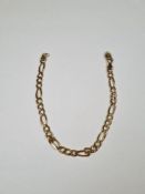 9ct yellow gold curblink bracelet, AF clasp broken, in figaro design, 9g approx, marked 375