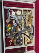 Box containing jewellery box containing vintage and modern costume jewellery and a large quantity of