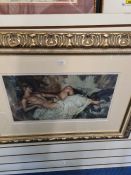 W. Russell Flint, a pencil signed coloured print of reclining nude, 60.5 x 34.5cms published by Fros