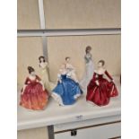 Five Royal Doulton figures and one Nao figure (6) to include a signed 'Fragrance' lady