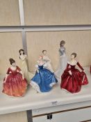 Five Royal Doulton figures and one Nao figure (6) to include a signed 'Fragrance' lady