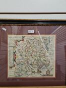 After John Speed, a 17th Century hand-coloured map of Hampshire, 33.5 x 30.5cms