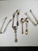 Silver flatware to include a silver teaspoon hallmarked Newcastle, 1861 Thomas Sewell I, an Elizabet