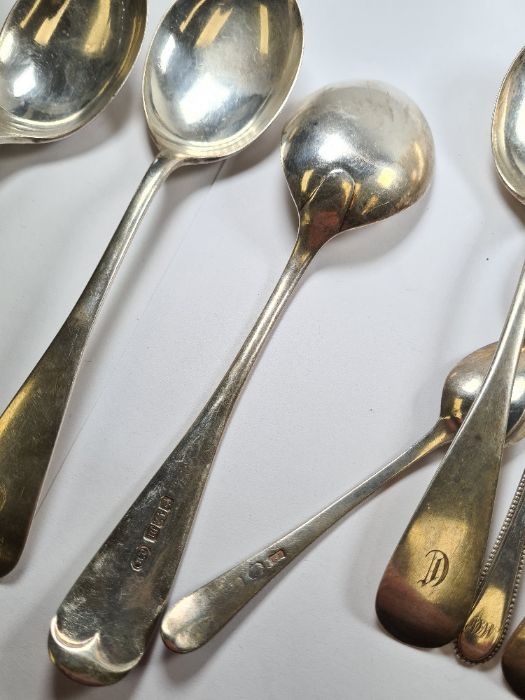 A set of six silver dessert spoons by John Rand and Son Ltd, Sheffield 1929. Also with a set of four - Image 2 of 2