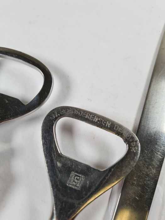 Of ship interest; two Danish silver bottle openers with Maersk line, Far East service, terminals. Al - Image 3 of 5