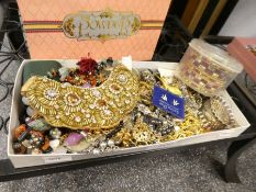Tray of vintage and modern costume jewellery and quantity of bangles and a box containing Indian wed