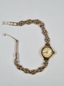 Vintage 9ct gold cased ladies 'Uno' cocktail watch, on fancy 9ct gold strap, marked 375, weight with