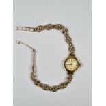 Vintage 9ct gold cased ladies 'Uno' cocktail watch, on fancy 9ct gold strap, marked 375, weight with