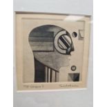 Contemporary etching by Ted Atkinson 'Emperor', together with an etching of Axbridge