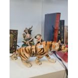 A Royal Dux prowling tiger and two Capodimonte figures (3)