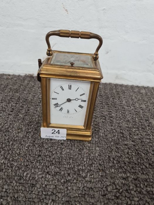 A French Brass carriage clock with striking movement