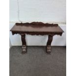 Late 19th century carved hardwood hall console table with carved legs modelled as a fish