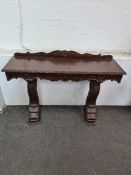 Late 19th century carved hardwood hall console table with carved legs modelled as a fish