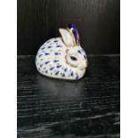 A Royal Crown Derby gold stopper rabbit paperweight
