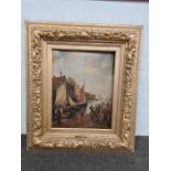 K. Van Hoom - view of a Dutch Harbour, late 19/20th century, oil on canvas, signed 47.5 x 37cm appro