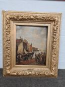 K. Van Hoom - view of a Dutch Harbour, late 19/20th century, oil on canvas, signed 47.5 x 37cm appro