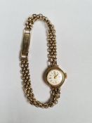 9ct yellow gold ladies cocktail watch by 'Accurist' on 9ct fancy link strap marked 375, the dial cha