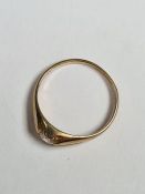 Unmarked yellow gold, probably 9ct, single stone set ring, cubic zirconia, size I, approx 1.04g