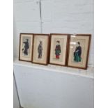 Four early 20th century Japanese original art works of women in various traditional dresses