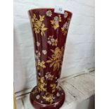 Late 19th century Scarreguemines large vase. Hand painted white chrysanthemums and daises. Gilt deco