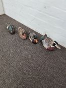 Four reproduction decoy ducks