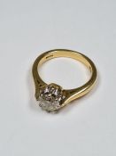 18ct yellow gold solitaire diamond ring, in claw mount, approx 1.2 carat, size N, marked 750, London