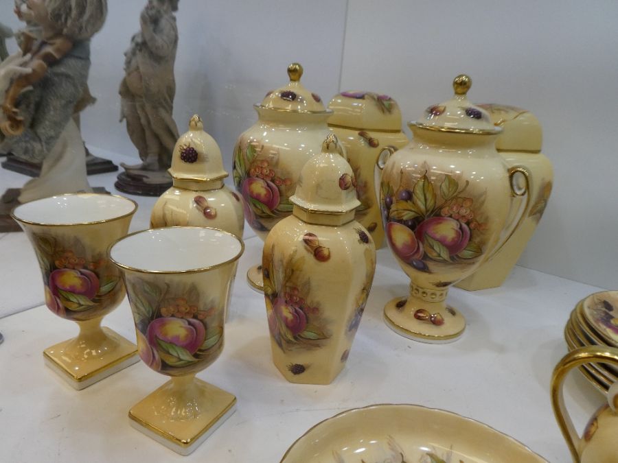 A pair of Aynsley urns by D. Jones decorated fruits, a pair of hexagonal ginger jars (one lid broken - Image 28 of 30