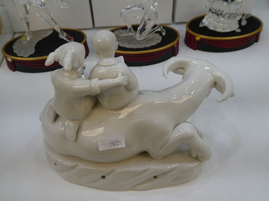 A 20th Century Chinese figure of Water Buffalo with girl and boy on back, white glaze - Image 3 of 3