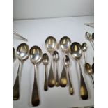 A set of six silver dessert spoons by John Rand and Son Ltd, Sheffield 1929. Also with a set of four