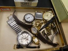 Tray of vintage watches to include John Elkan, Mortima, Medana, Seiko etc