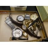 Tray of vintage watches to include John Elkan, Mortima, Medana, Seiko etc