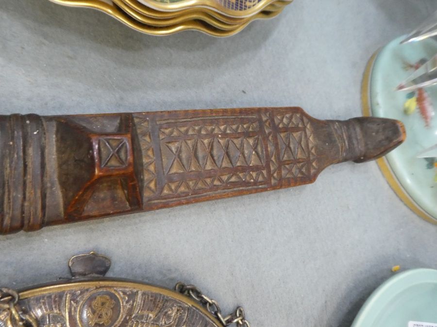 An old leather sporran having silver plated clasp and an African carved dagger with wooden sheaf - Image 5 of 17