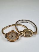 Two vintage gold plated ladies wristwatches, one Ingersoll and the other a Bentima example