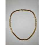 Havy 9ct yellow gold fancy link necklace, with lobster claw clasp, 52cm, marked 375, 48.74g approx
