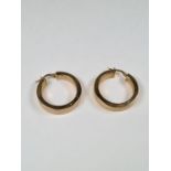 Pair of 9ct yellow gold hoop earrings with stripped engraved decoration, marked 375, approx 5.05g