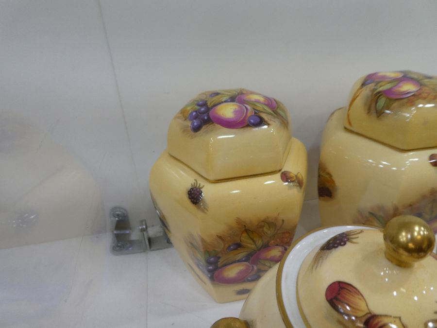 A pair of Aynsley urns by D. Jones decorated fruits, a pair of hexagonal ginger jars (one lid broken - Image 6 of 30