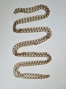 Long and heavy 9ct gold chain necklace, as complete chain no clasp 67cm drop length approx 130cm lon