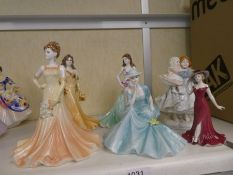 Five Coalport figures of ladies including a limited edition of Jasmine, and one Royal Worcester limi