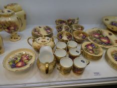 A quantity of Aynsley fruit decorated teaware, and similar by D. Jones