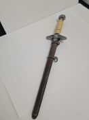 German WWII Luftwaffe Dagger - possibly a replica. Steel blade with no makers mark, alloy crossguard