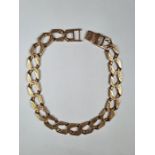 Chunky 9ct yellow gold curb link bracelet, with textured bark effect links, marked 375, 28cm, approx